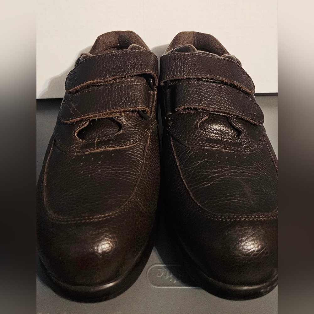 PW Minor Mens Shoes 9 Dark Brown Leather Velcro - Picture 3 of 12